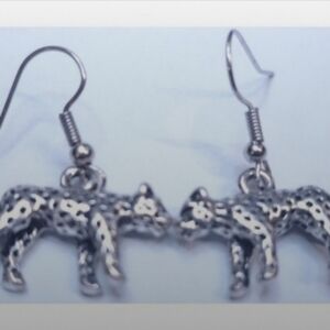 Leopard Cheetah Jaquar Tiger Cat Earrings Feline Lover Silver NEW Hand …